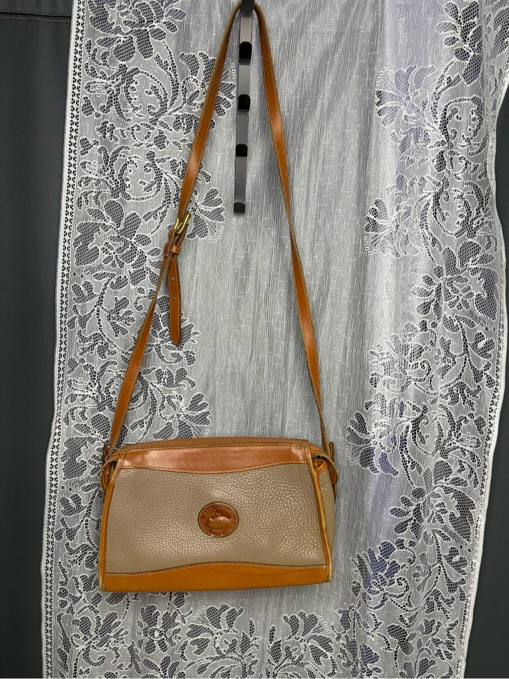 Dooney & Bourke Tan and Brown Leather Crossbody Bag